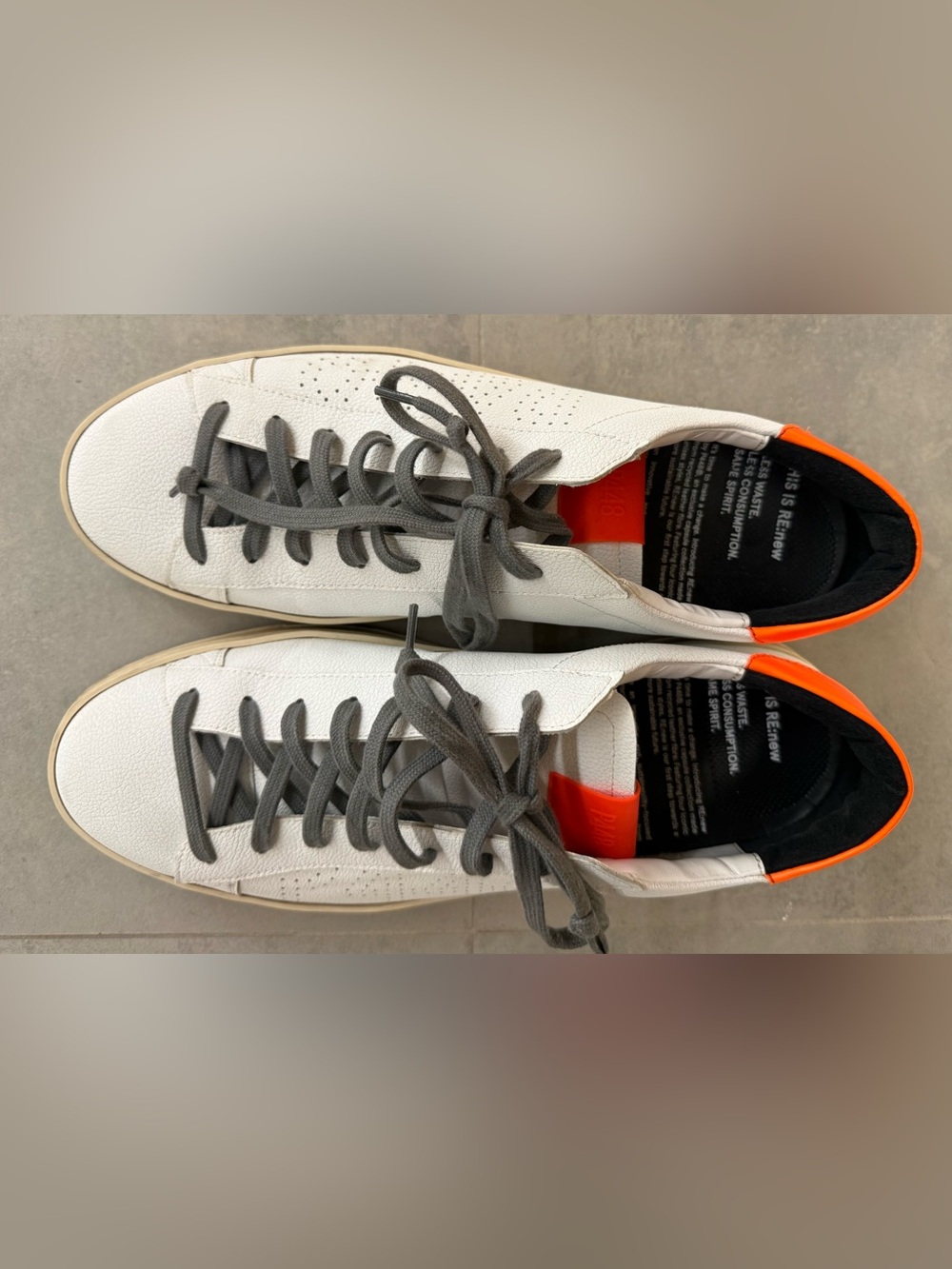 🔸 P448 🔸Jack logo-perforated sneakers white with neon orange heel tabs